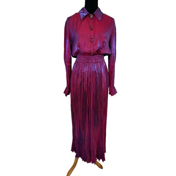 Vintage Longhorn by Niver Purple Iridescent Skirt Top Set Size‎ Medium Western - Picture 1 of 11